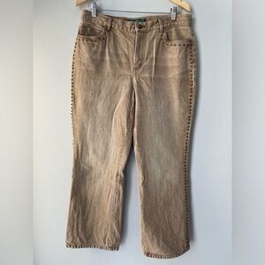 Vintage RALPH LAUREN Studded Jeans Tan Brown Denim Boho Western